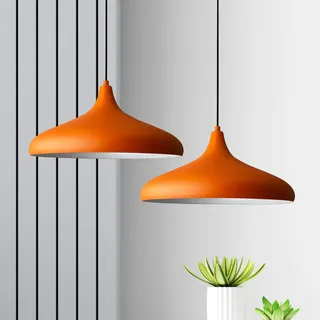 Pendelleuchte Champion, E27, Ø35 Kinderzimmer Lampe 2-Flammig Schlafzimmer Lamp Metall, Wohnzimmerlampe Hängelampe, Moderne Esszimmerlampe Kuppel - Orange