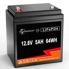 MOUDENSKAY 12V 5Ah LiFePO4 Akku Lithiumbatterie 12V Lithium-Batterie, Lithium-Eisen-Phosphat-Batterie,mit über 2500+Mal Tiefzyklus und BMS Schutz für Notstrombeleuchtung, Camping,Solarstromanlagen,usw