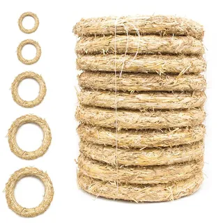 DekoPrinz DekoPrinz® Strohkränze 10 Stück | ø 25 cm Durchmesser | 4 cm Stärke | Strohrömer, Türkranz, Deko-Kranz, Kranz-Rohling, Strohring