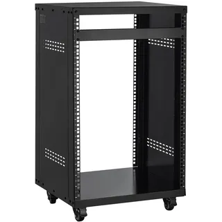 VEVOR 16U AV-Rack, 90,7 kg, Home-Recording-Studio-Rack mit feststellbaren Lenkrollen, Open Frame Serverschrank, Belüftungsdesign, für die Montage von 482 mm-Audio-, Video-, Musik- & IT-Geräten