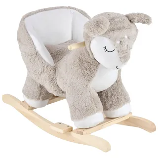 Patinio Schaukeltier , Weiß, Taupe , Holz, Metall, Textil , Pappel , vollmassiv , 33x55x68 cm , unisex , EN 71 , Haltegriffe, Geräuscheffekte , Spielzeug, Holzspielzeug