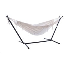 Vivere, Natural Double Cotton Hammock with Space-Saving Steel Stand Including Carrying Bag