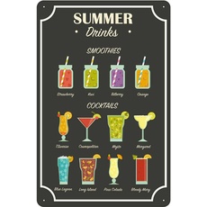 Blechschild 18x12 cm - Drinks Summer Smoothies Cocktails