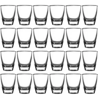 aghoer Schnapsgläser,Tequila Shotgläser Set,Eierförmige Schnapsgläser,Robuste Shotgläser aus Glas,Shot Gläser für Ouzo,Tequila,Wodka,Likör,24Pack,35ml