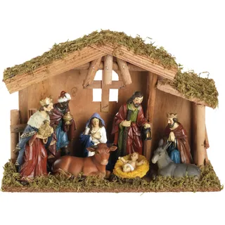 OEM Dekofigur Weihnachtskrippe Holz 30 x 21 cm bunt