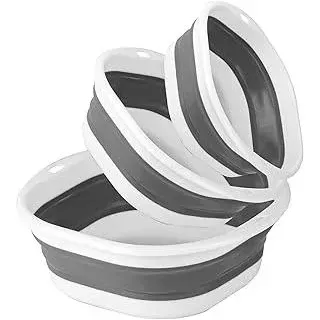 3 Stück Waschschüssel, Spülschüssel Faltbare Waschbecken, Faltbare Schüssel, Faltbarer Eimer, Tragbares Waschbecken, Platzsparende Kunststoff-Waschwanne für Camping Küche (3 Größen)