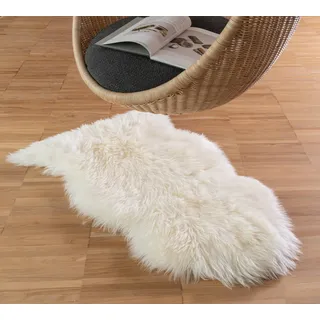 IPEA Lammfell Weiß - Teppich aus echtem Schaffell - Made in Italy - 90/100 cm - Natürliche Lammfell Teppich Wohnzimmer - Weiches und Dickes Fell - Deko Fell Schlafzimmer