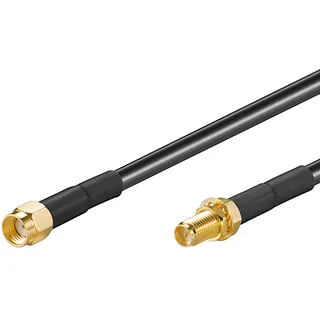 goobay WLAN Antennen Verlängerungskabel 2m, RP-SMA Stecker auf Buchse, 50 Ohm Koaxialkabel für 2.4 & 5 GHz, zur Reichweiten-Optimierung von WLAN Router & Antennen - 51676