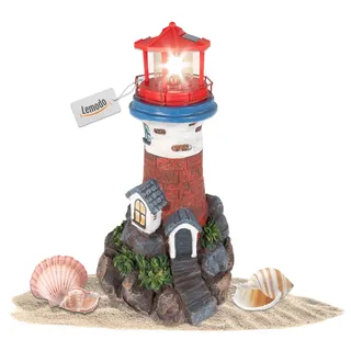 Leuchtturm mit Solarlicht und rotierendem LED-Leuchtfeuer, Gartendeko 43 cm hoch