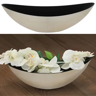 Cepewa Dekoschale │ 39x13x12cm Kunststoff Champagner schwarz │ Pflanzschale in Bootsform (1 x oval Champagner schwarz 39x13x12cm)
