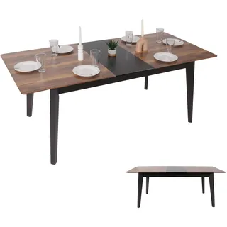 Esszimmertisch HWC-M57, Esstisch, Massiv-Holz Laminat Melamin 160-200x90cm, ausziehbar Sheesham Holz