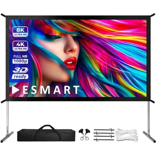 ESMART Professional MIMOBI Faltrahmen-Beamer-Leinwand [Größenauswahl] 400 x 225 cm (180") 16:9 | Heimkino Beamer Projektionsleinwand Outdoor Aluminium Rahmen Leinwand LCD LED