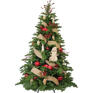 Geschmückter künstlicher weihnachtsbaum mit 64 Stk Kugeln GEHEIMNIS DES WALDES 210 cm mit Metallständer - Bunt