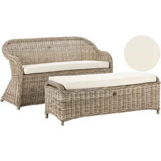 Beliani Gartensofa 141 x 86 x 69 cm Naturfarben