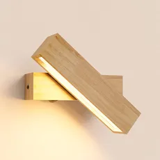 HMAKGG LED Wandleuchte Holz mit Schalter, 6W Wandlampe Innen Holz Schlafzimmer Bett Wandbeleuchtung, Wandlicht Treppenhaus Warmweiß Flurlampe