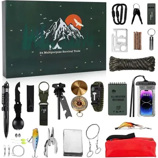Adventskalender Survival Kit 2026 mit 24 Werkzeugen für Outdoor-Fans