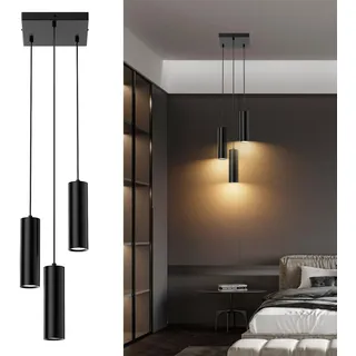 Klighten Pendelleuchte GU10 Zylinder 3 Flammig, Schwarz, Ohne Leuchtmittel | Aluminium, Höhenverstellbar, Hängelampe Hängeleuchte, für Küche Nachttisch Esstisch Wohnzimmer, Leuchtmittel austauschbar