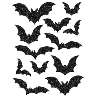 FIESTAS GUIRCA Glitter Fledermaus Aufkleber (30 x 40 cm), Dekoration für Wand, Tür und Fenster, für Halloween und Kostümpartys, ideal für Feiern und Veranstaltungen, Schwarz