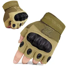 FREE SOLDIER Outdoor Handschuhe Herren Taktische Trainings Motorradhandschuhe Kletter Tactical Handschuhe Halbfinger Handschuhe Gilt für Radfahren Airsoft Militär Paintball (L,Sandfarbe)