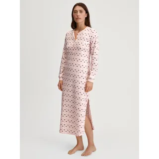 Nachthemd CALIDA "Midnight Flowers", Damen, Gr. XS (36/38), N-Gr, rosa (pearl blush), Interlock, Obermaterial: 100% Baumwolle, loose fit knöchelfrei, Rundhals, Kleider Nachthemd, Knopfleiste, Heavy Interlock, Pure Cotton, wärmend, bequem