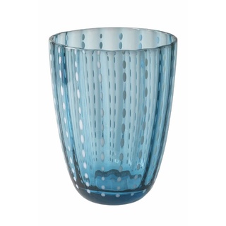 Villa d'Este Home Tivoli 2195172 Wasserbecher 300 ml aus Glas mit Punkten und gewellter Oberfläche, Kalahari