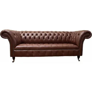 Chesterfield Sofa Dreisitzer Vintage Couches  big xxl Braun Textil Leder - Braun