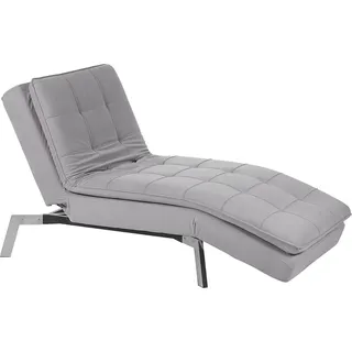 BELIANI Chaiselongue Grau Samtstoff mit verstellbarem Kopfteil und Schlaffunktion Retro Design Glamouröser Stil - Grau