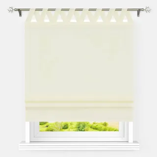 Heichkell Raffrollo mit V-Schlaufen Blickdicht Raffgardine Wohnzimmer Einfarbige Fensterstores Schlaufenrollo Leinen Faltenrollo Verdunklung Beige BxH 120x140 cm
