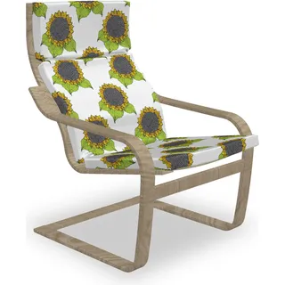ABAKUHAUS Blumen Poäng Sessel Polster, Frühlings-Sonnenblume-Skizze, Sitzkissen mit Stuhlkissen mit Hakenschlaufe und Reißverschluss, Apfelgrün Dunkel Taupe - Taupe