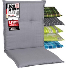 Beo Coussin d’extérieur Dossier Bas Barcelona | Fabriqué en UE | Coussin Fauteuil Jardin résistant aux UV et Lavable | Coussin pour Chaise de Jardin à Dossier Bas Respirant Gris