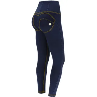 FREDDY Damen Wr.up 7/8 Superskinny Vita Alta Effetto Modellante, Dunkle Jeans mit gelben Nähten, M