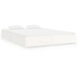 vidaXL Massivholzbett Weiss 180/200 Cm , Weiß , Textil , 180x200 cm , Schlafzimmer, Betten