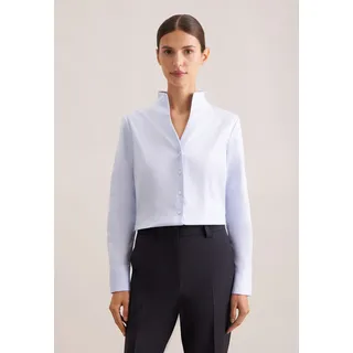 Klassische Bluse SEIDENSTICKER, Damen, Gr. XL(42), blau (hellblau), 100% Baumwolle, unifarben, slim fit, ohne Ausschnitt, Blusen Klassische Bluse, 1/1 Kragen Uni