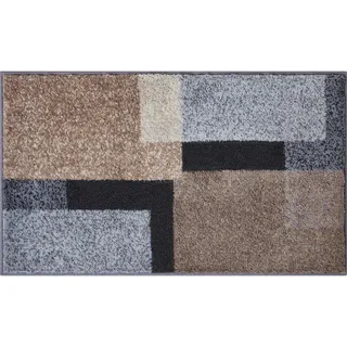 Grund Badteppich , Grau, Schwarz, Taupe , Textil , Karo , rechteckig , 60x100 cm , Oeko-Tex® Standard 100, Made in Europe , für Fußbodenheizung geeignet, rutschfest , Heimtextilien, Badtextilien, Badematten