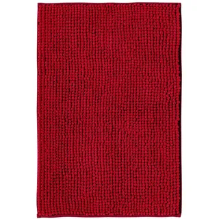 Decomira Badematte rutschfest | Als Badteppich Set kombinierbar | Badezimmer-Teppich Bad-Vorleger waschbar aus Chenille | Duschvorleger für Dusche, Badewannen, WC Deko | Rot - 50x80 cm