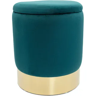 Samthocker Deko Hocker Samt Pouf Dekopouf Velour mit Stauraum smaragd - Grün