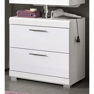 inn.furn Waschbeckenunterschrank weiß Hochglanz 60 cm mit Vollauszug Schubkästen , Weiß Hochglanz , Kunststoff , Nachbildung , Uni , Rechteckig , 60x56x37 cm , FSC Mix , Badezimmer, Badmöbel, Waschbeckenunterschränke