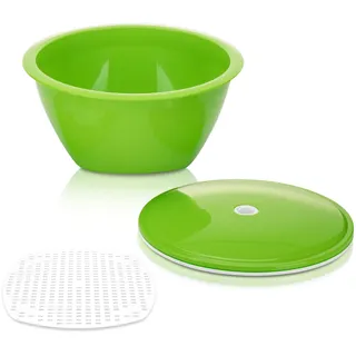 Börner Multimaker Salatschüssel mit Deckel (Grün) • Schüssel inkl. Deckel & Sieb • Mikrowellentauglich und gefriergeeignet • Salat-Schüssel Set