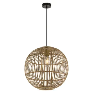 Globo Lighting Hängeleuchte Bambus naturfarben, Kabel PVC Schwarz, ø: 400mm, H: 1550mm, exkl. 1x E27 60W 230V - Beige