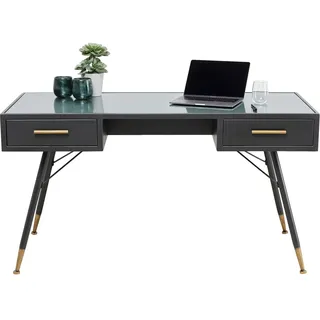 Kare Design Schreibtisch La Gomera, Schwarz, Industrial Style, Robust, Homeoffice, Arbeitszimmer, Wohnzimmer, Massivholz, Stahl, ESG, 73x140x60cm (H/B/T)