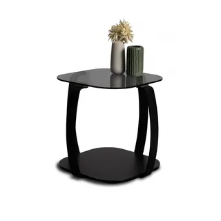 M2 Kollektion Couchtisch Schwarz Glas 45 x 50 x 45 cm
