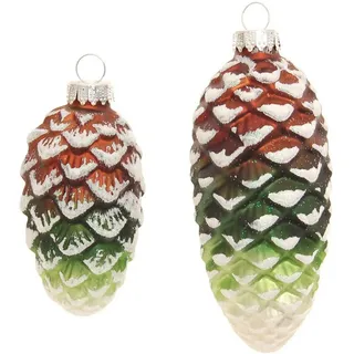 Krebs Glas Lauscha Weihnachtsornamente Tannenzapfen Wald 4-tlg. 7cm