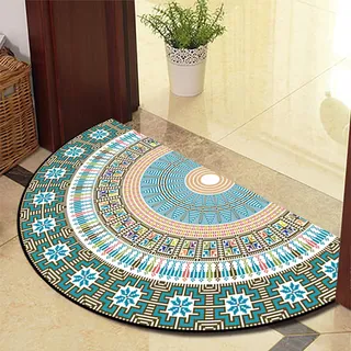 ChangTsing Halbrunder Teppich FußMatte 60cm x 90cm Polyester Böhmischer Europäischer Stil Halbrunde Form Halbkreis Einfachheit rutschfeste Fußmatte
