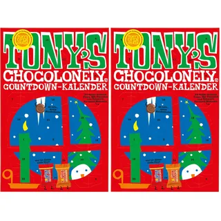 Tony's Chocolonely - Schokolade Weihnachten Adventskalender - 24 Tage - 2 Sorten Tiny Tony's - Viel Vorfreude - Weihnachtsgeschenke - Vegetarisch - Belgian Fairtrade Chocolate (Packung mit 2)