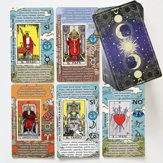 Tarotkarten Deutsch – Tarot Karten für Anfänger mit Bedeutungen auf den Karten – Ja oder Nein, Astrologie, Planeten und Chakren – Kein Handbuch erforderlich (Italienisch)