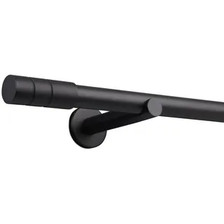 deco-raum Gardinenstange auf Maß Style Schwarz-matt Endstück Zylinder 25mm – 400cm - Schwarz