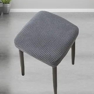 LIWLLIUA 2er Set Rechteckige Hockerbezüge, Dehnbare und Waschbare Hocker Abdeckung für Barhocker, Schminktisch und Fußhocker, Rechteckiger Ottomane Schutz,Dark Gray,40cm*40cm