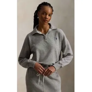 Polo Ralph Lauren für Damen. 211B18686004 Leichter Fleecepullover mit grauem Reißverschluss (S), Lässig, Baumwolle