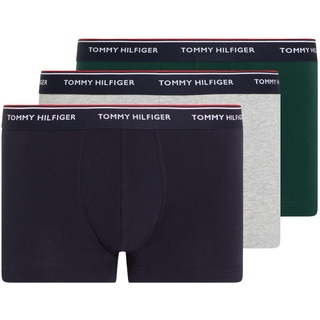 Tommy Hilfiger Herren 3er Pack Boxershorts Trunks Unterwäsche, Mehrfarbig (Hunter/Grey Htr/Des Sky), S