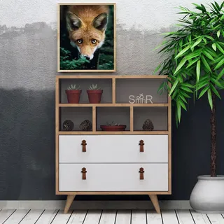 Skye Decor, Beggu, Kommode, Eiche, 100 % MELAMINBESCHICHTETE SPANPLATTEN, 70 x 40 x 85,6 cm - Braun, Weiß